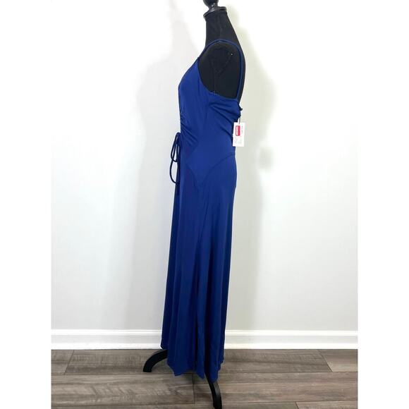 Proenza Schouler White Label Midi Dress in Blueberry Size 6 V-Neck Ruched Jersey - Picture 2 of 7